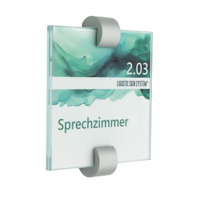 Tuerschild Vitrum C von Logistic Sign System Glasschild für Büro Beschilderung 130 130 mm